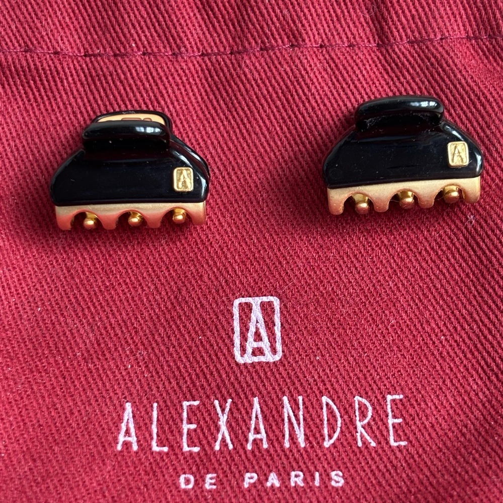 Alexandre de Paris Black and Gold Hair Clips
